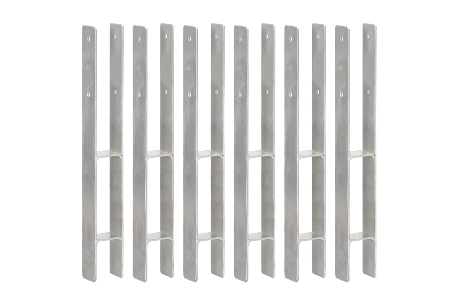 vidaXL 145294 Fence Anchors 6 Pcs Silver 7x6x60cm Galvanised Steel