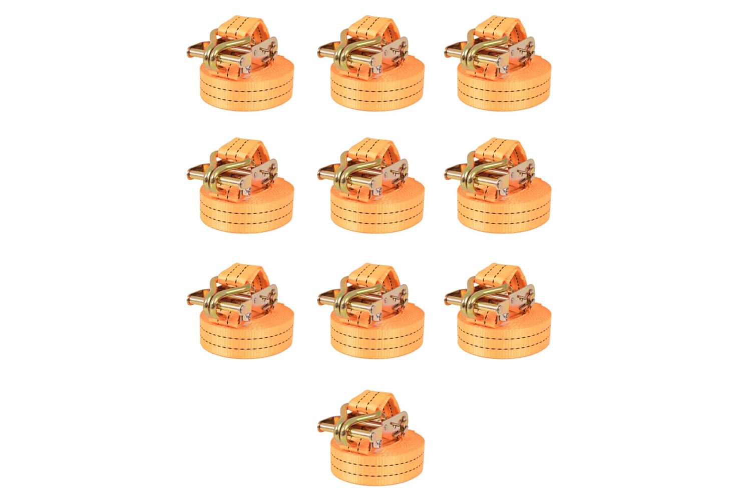vidaXL 142661 Ratchet Tie Down Straps 10 Pcs 1 Tonnes 6mx38mm Orange