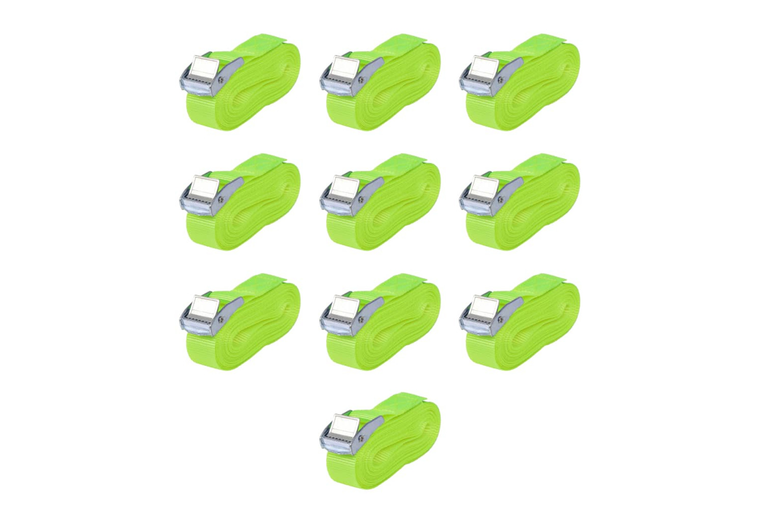 vidaXL 142664 Straps 10 Pcs 0.25 Tonnes 5mx25mm Fluorescent Green
