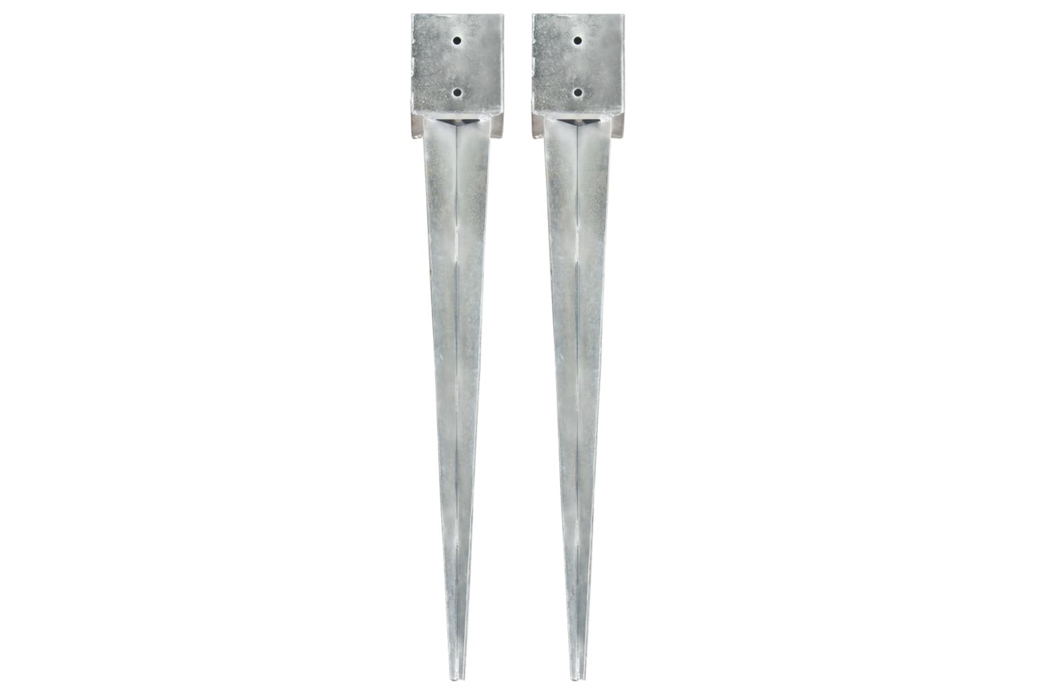 vidaXL 145425 Ground Spikes 2 Pcs Silver 12x12x89cm Galvanised Steel