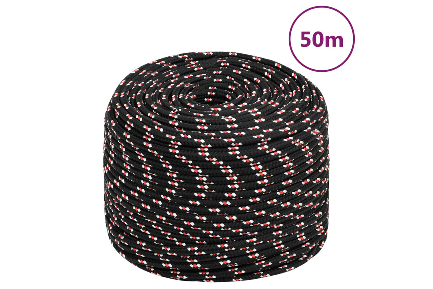 vidaXL 152343 Boat Rope Black 8mm 50 M Polypropylene