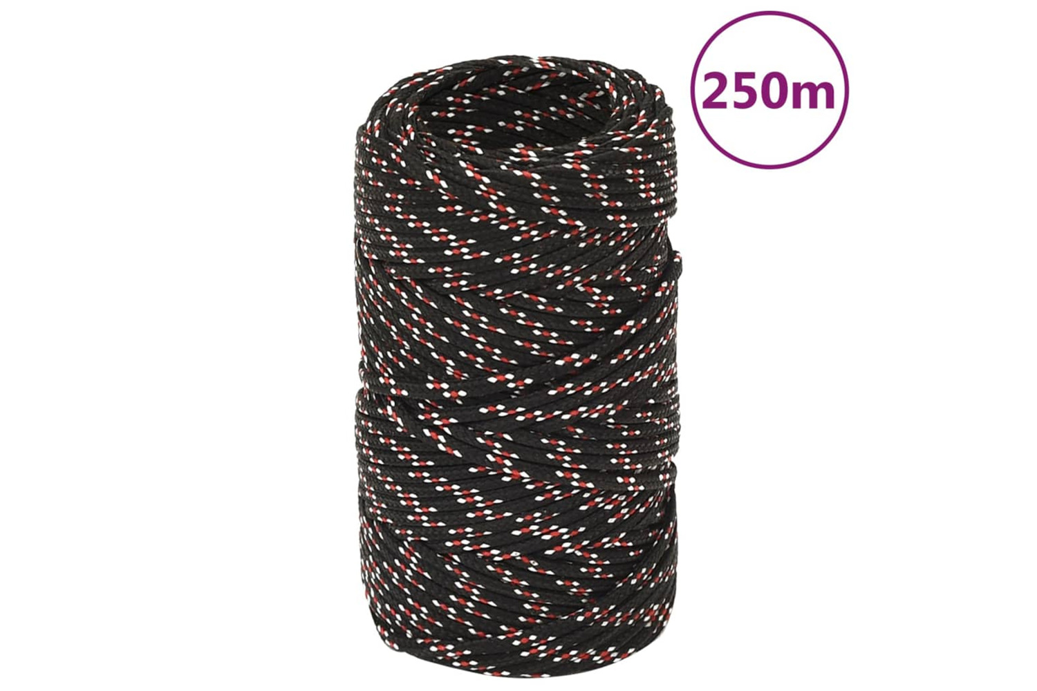vidaXL 152320 Boat Rope Black 2mm 250 M Polypropylene