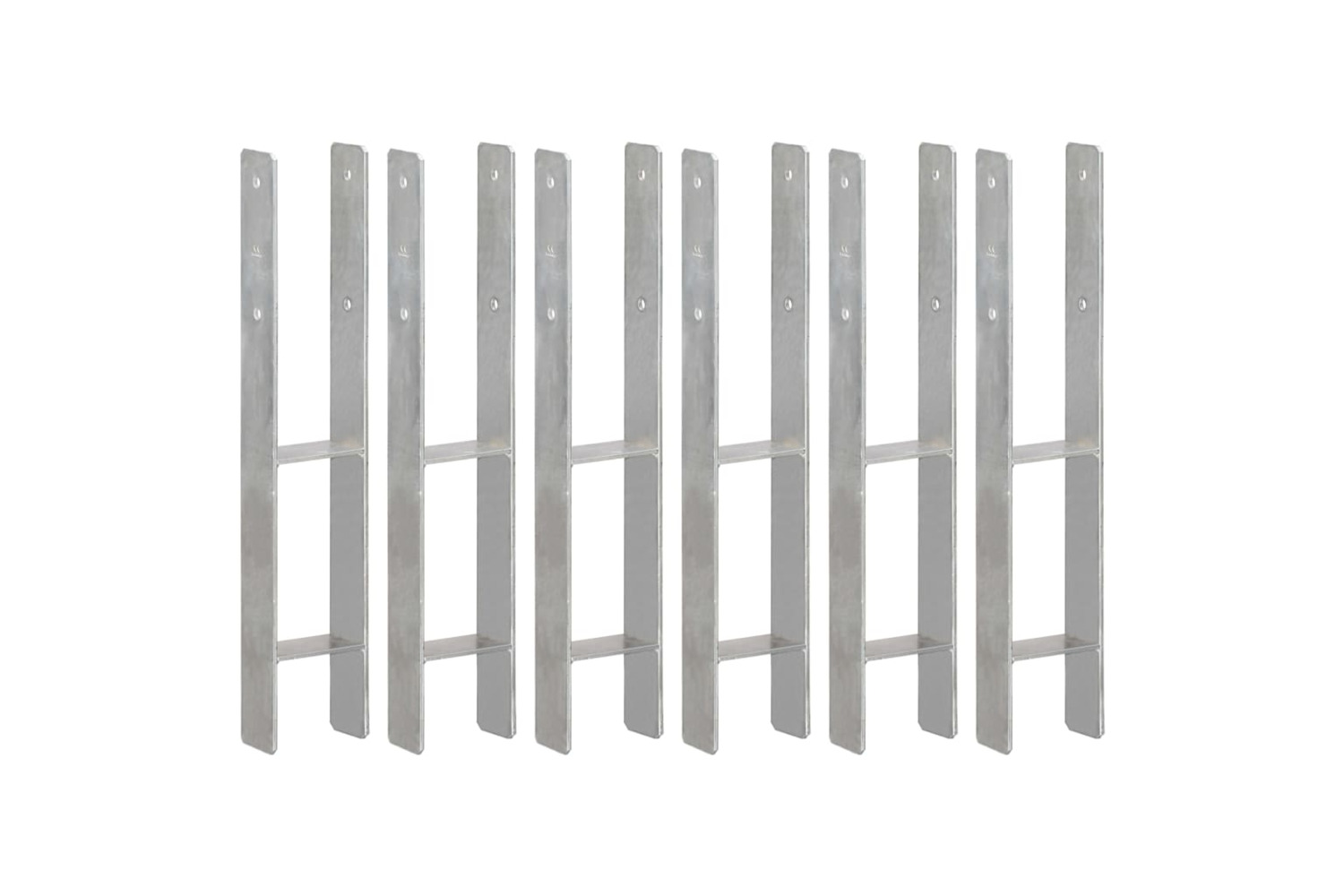 vidaXL 145303 Fence Anchors 6 Pcs Silver 10x6x60cm Galvanised Steel