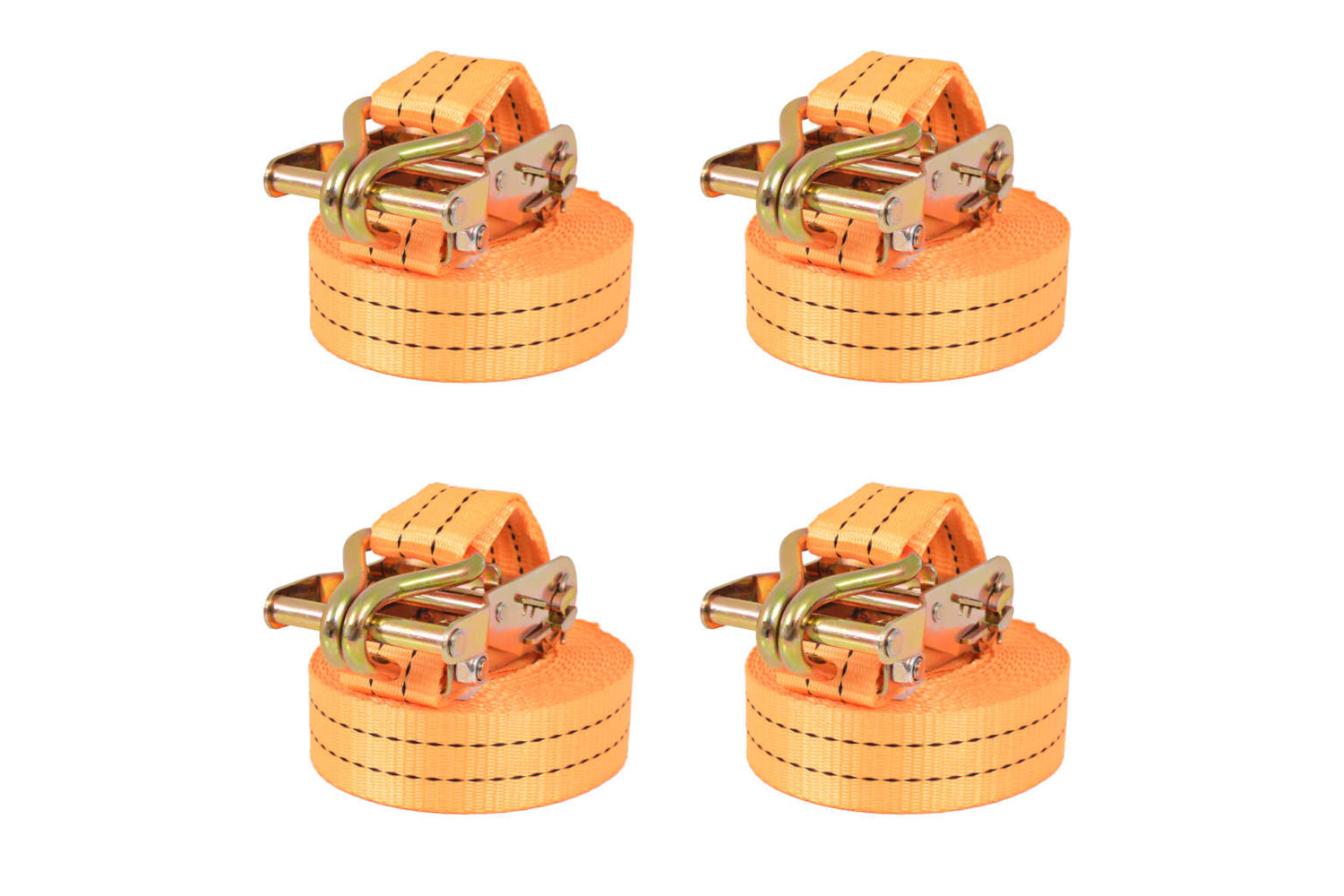 vidaXL 142660 Ratchet Tie Down Straps 4 Pcs 1 Tonnes 6mx38mm Orange