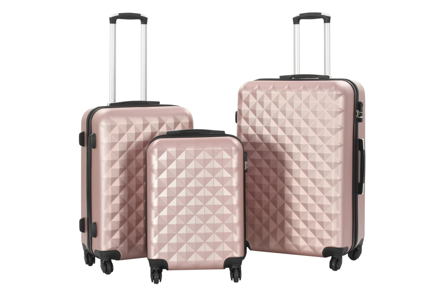 Vidaxl 91888 Hardcase Trolley Set 3 Pcs Rose Gold Abs