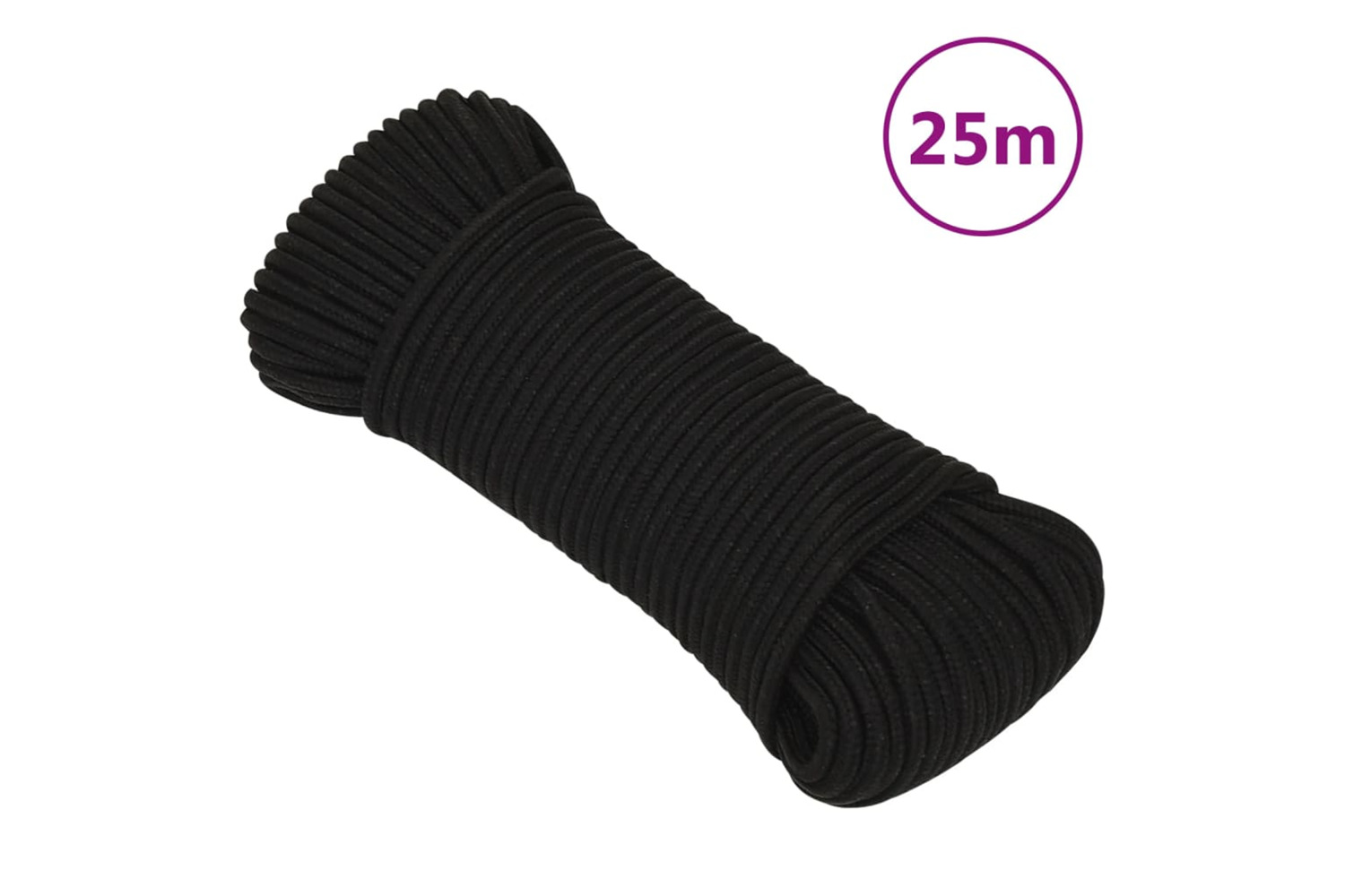 vidaXL 152797 Work Rope Black 3mm 25 M Polyester