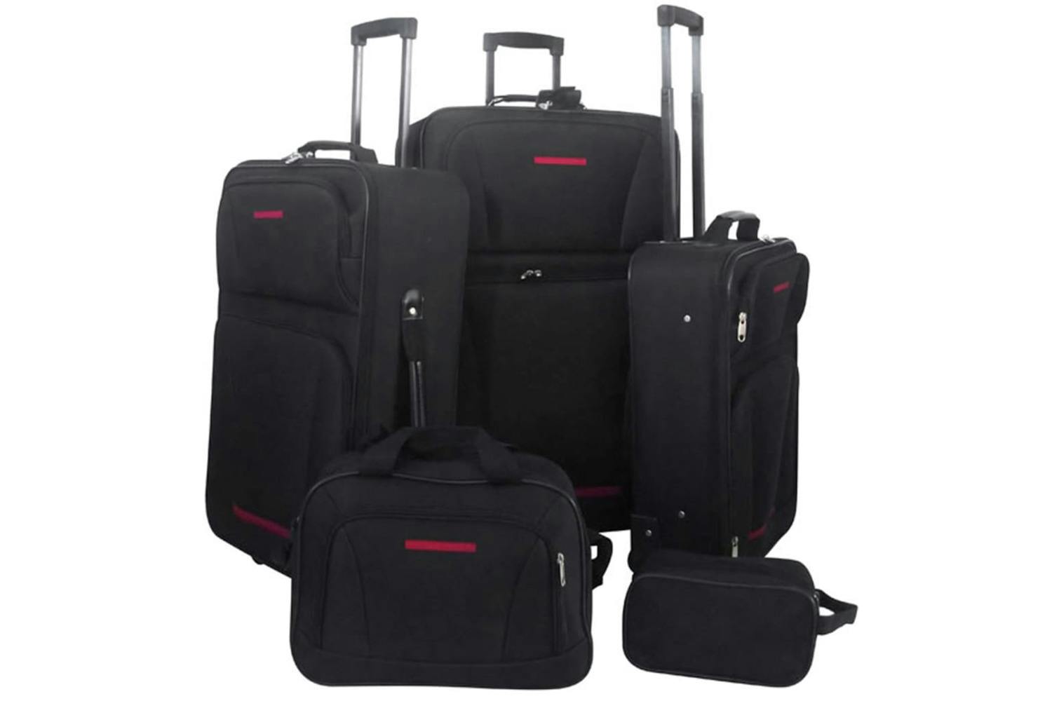 VidaXL 90154 Five Piece Travel Luggage Set | Black
