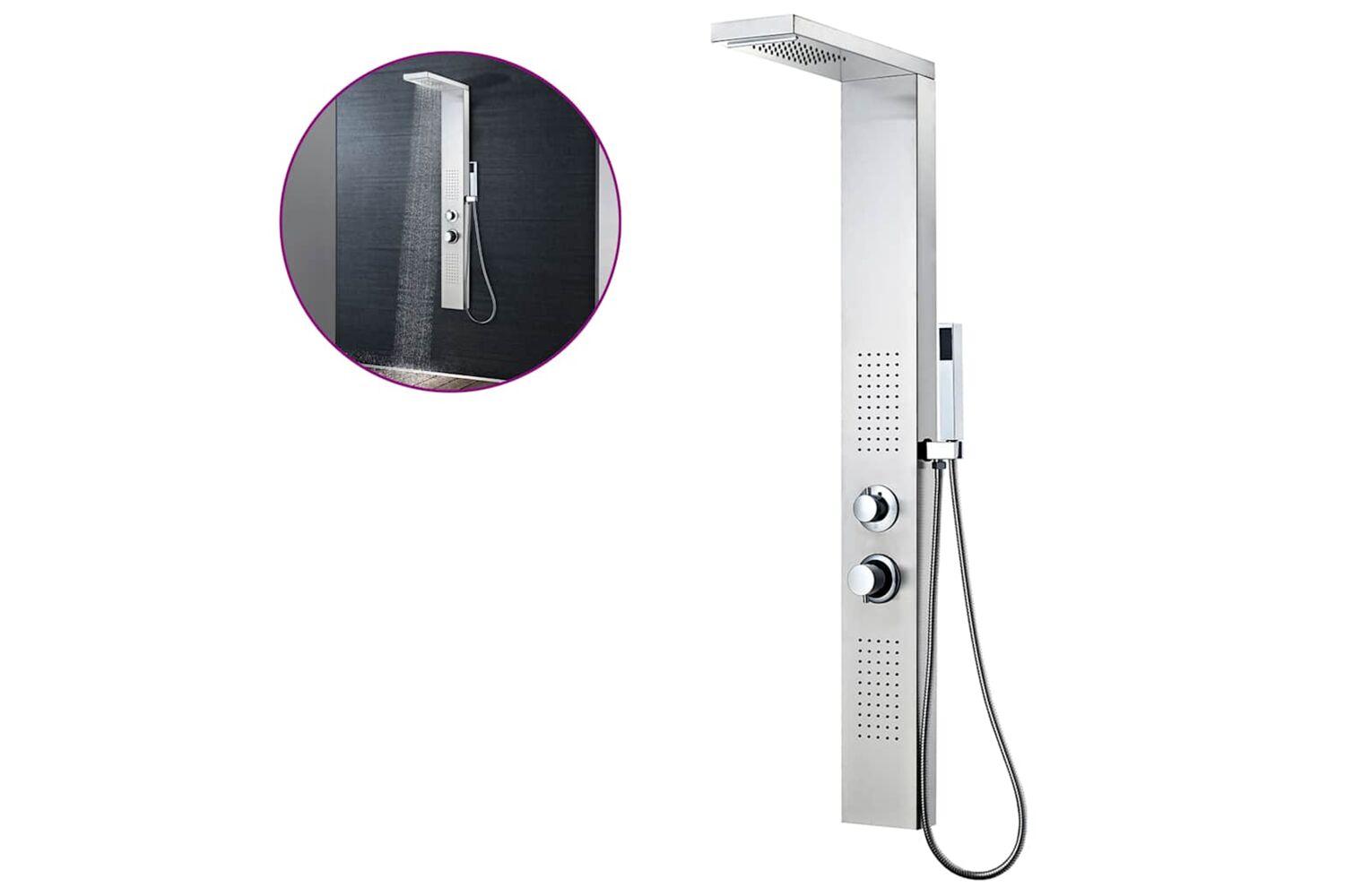 vidaXL 142371 Shower Panel System Stainless Steel Square