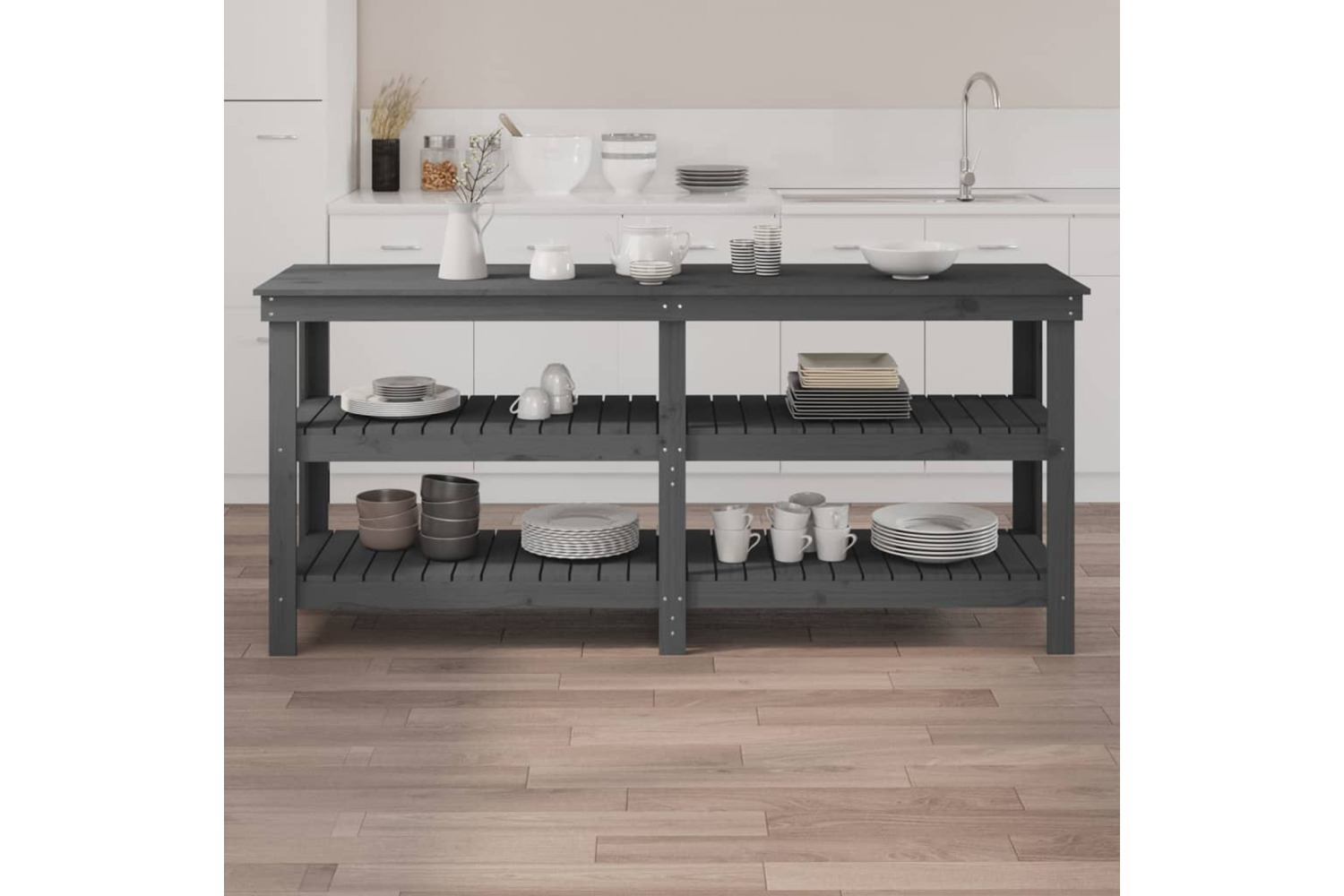 vidaXL 823656 Work Bench Grey 181x50x80cm Solid Wood Pine