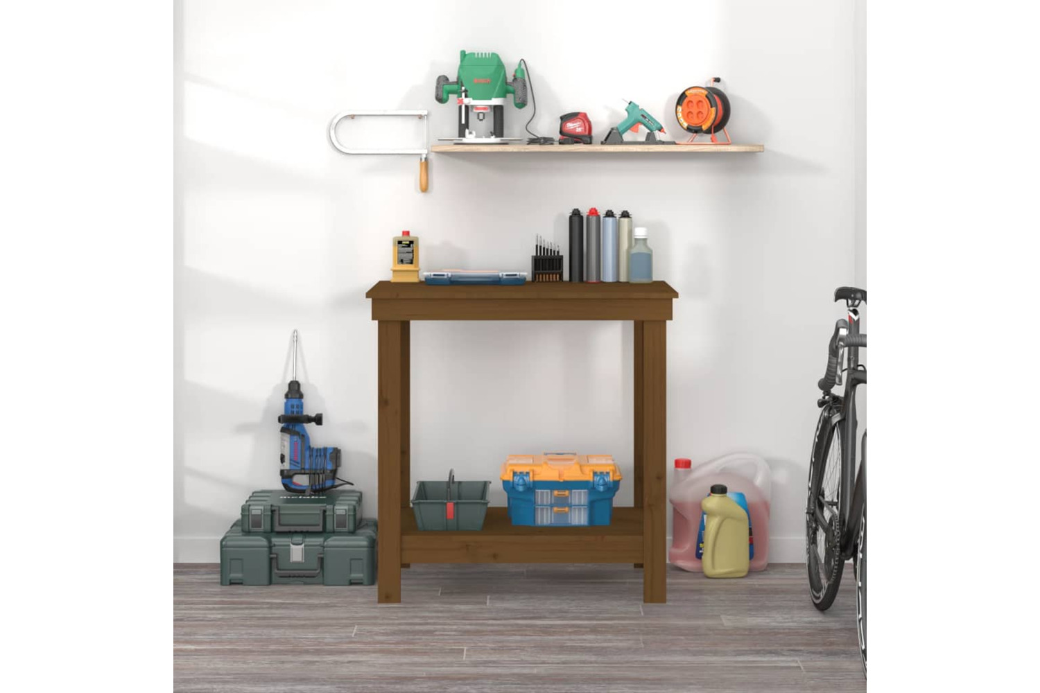 vidaXL 822499 Work Bench Honey Brown 80x50x80cm Solid Wood Pine
