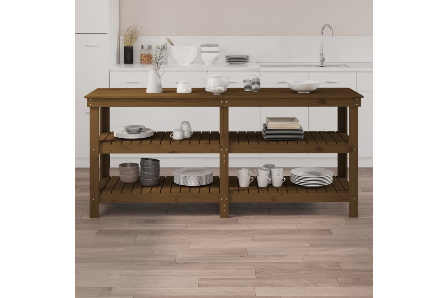 VidaXL 823657 Work Bench Honey Brown 181x50x80cm Solid Wood Pine