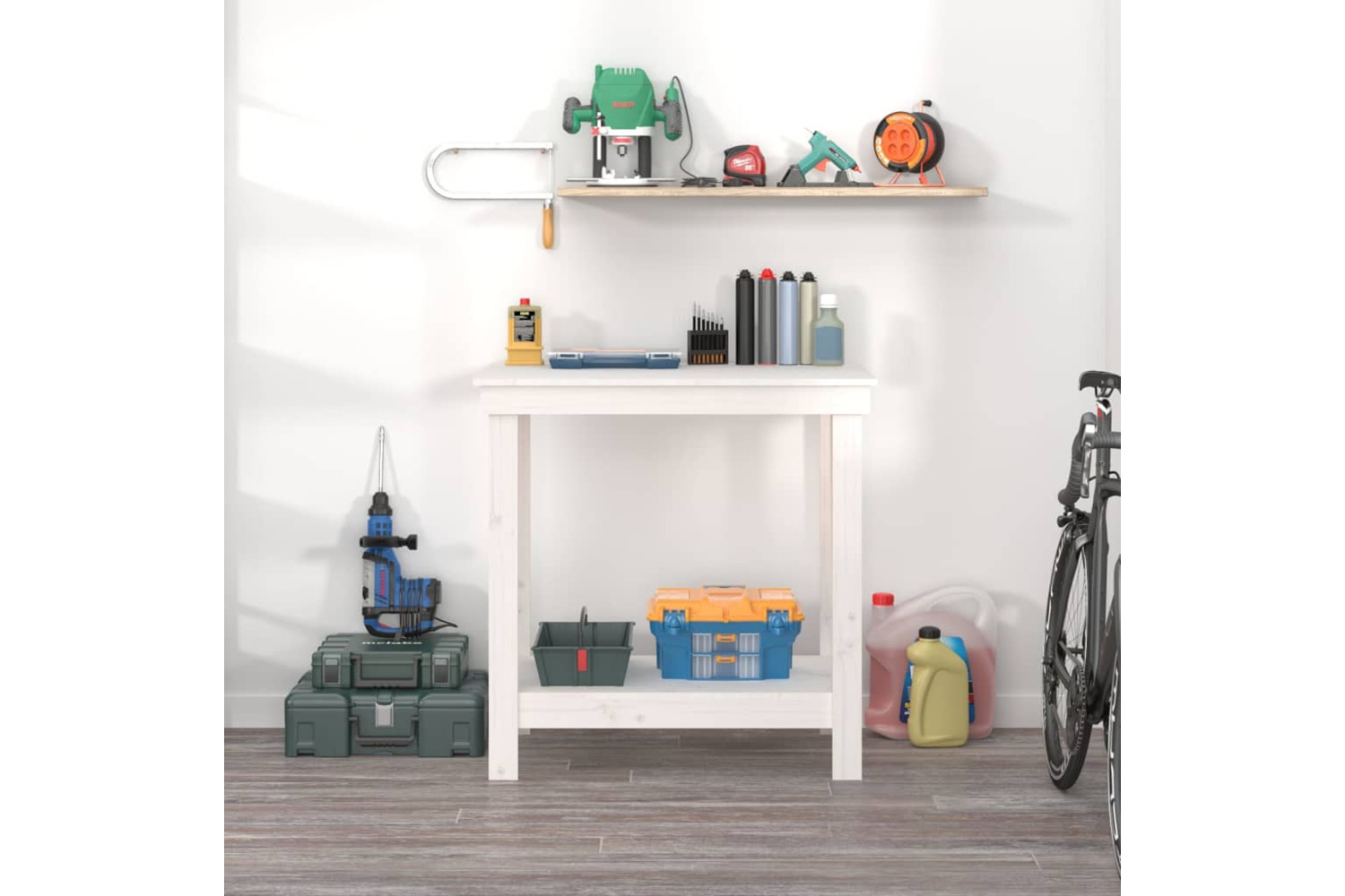vidaXL 822497 Work Bench White 80x50x80cm Solid Wood Pine