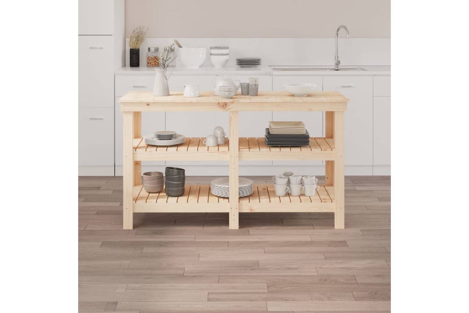 vidaXL 823649 Work Bench 142.5x50x80cm Solid Wood Pine