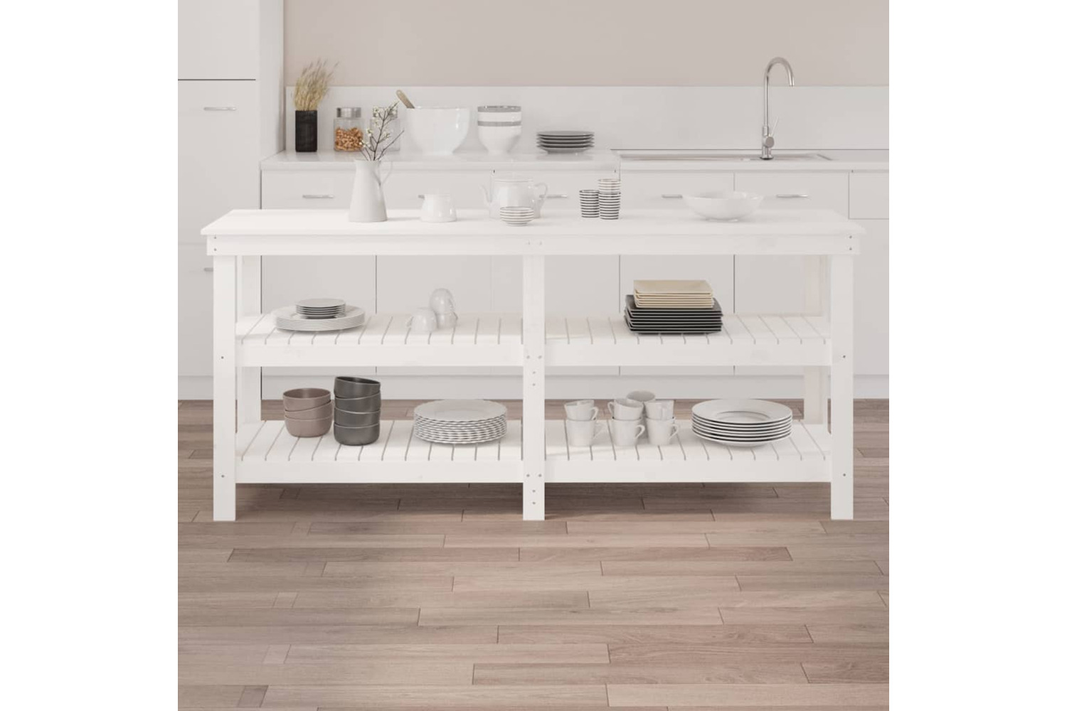 vidaXL 823655 Work Bench White 181x50x80cm Solid Wood Pine