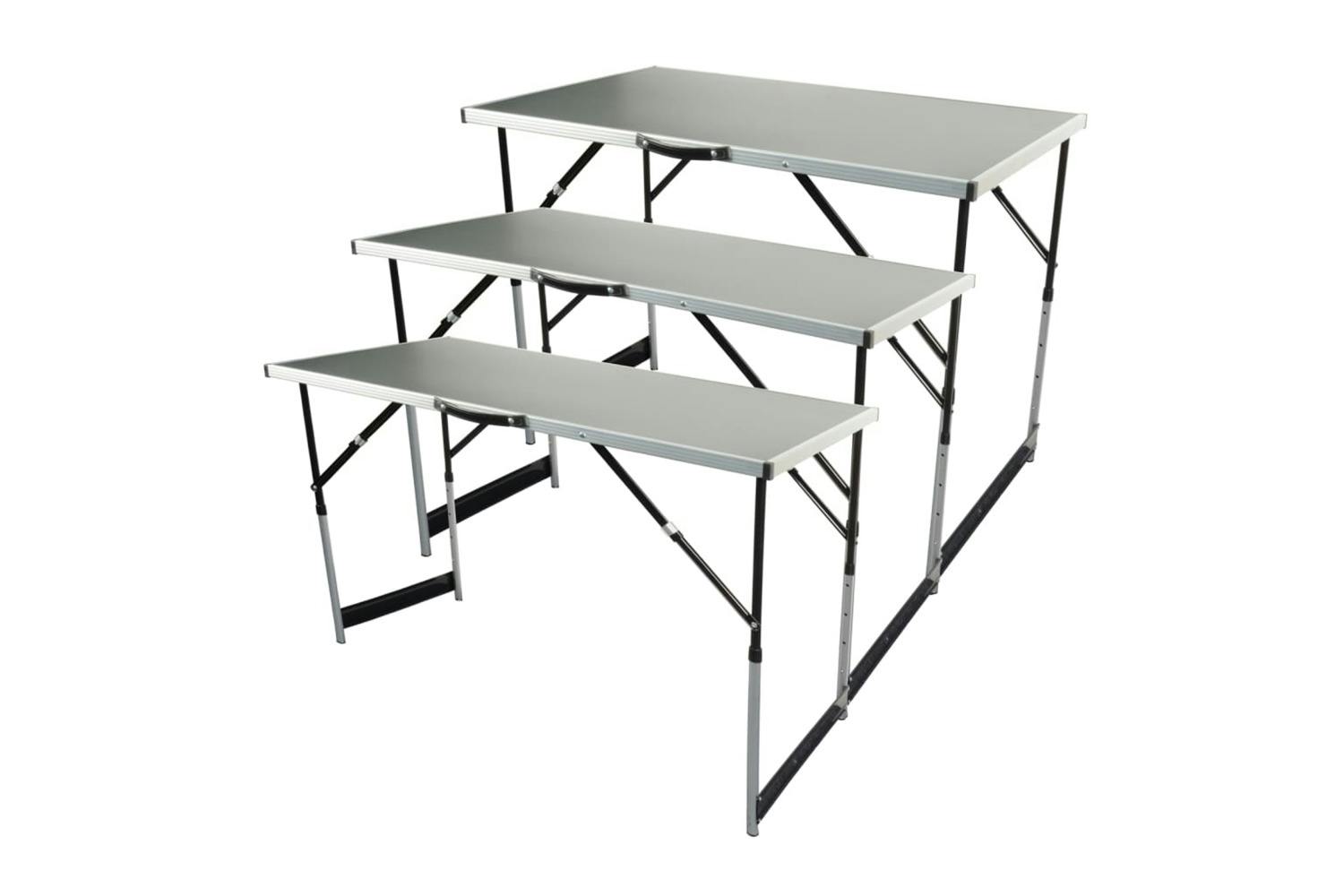 Bruder Mannesmann 443677 Multifunction Folding Table Set Aluminum 3 Pcs