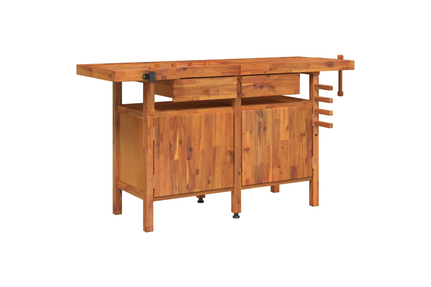 VidaXL 153324 Workbench With Drawers And Vices 162x62x83cm Solid Wood Acacia
