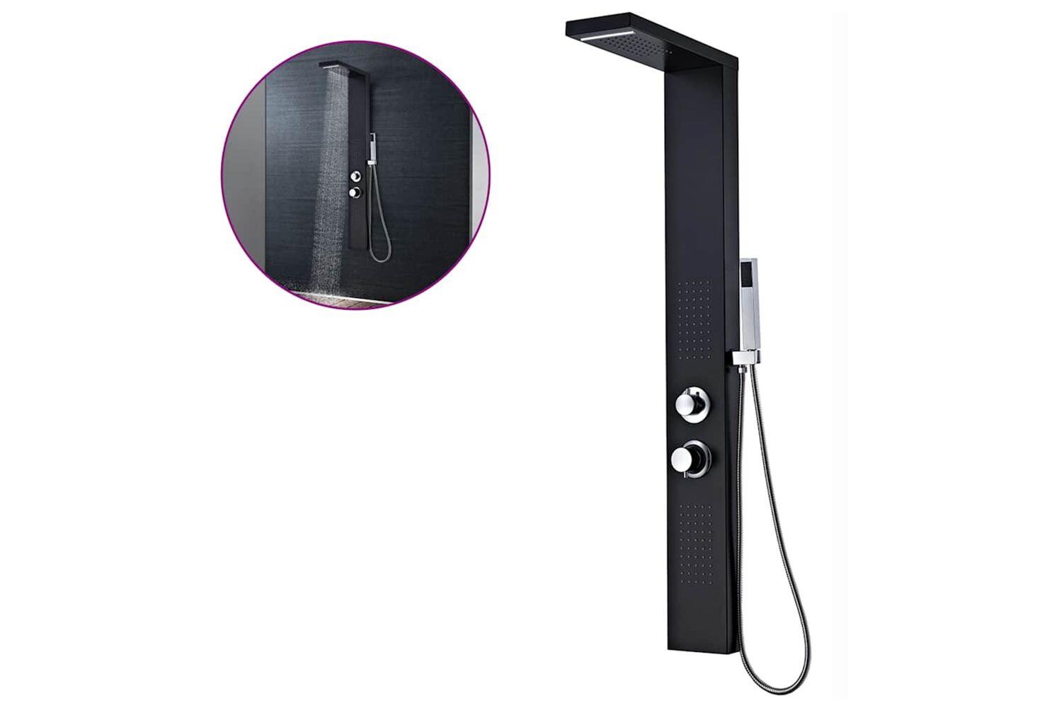 vidaXL 142373 Shower Panel System Aluminium Matte Black