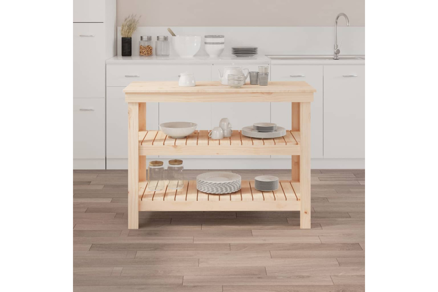 vidaXL 823644 Work Bench 110.5x50x80cm Solid Wood Pine