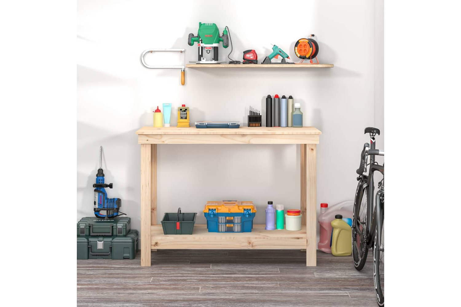 vidaXL 822501 Work Bench 110x50x80cm Solid Wood Pine