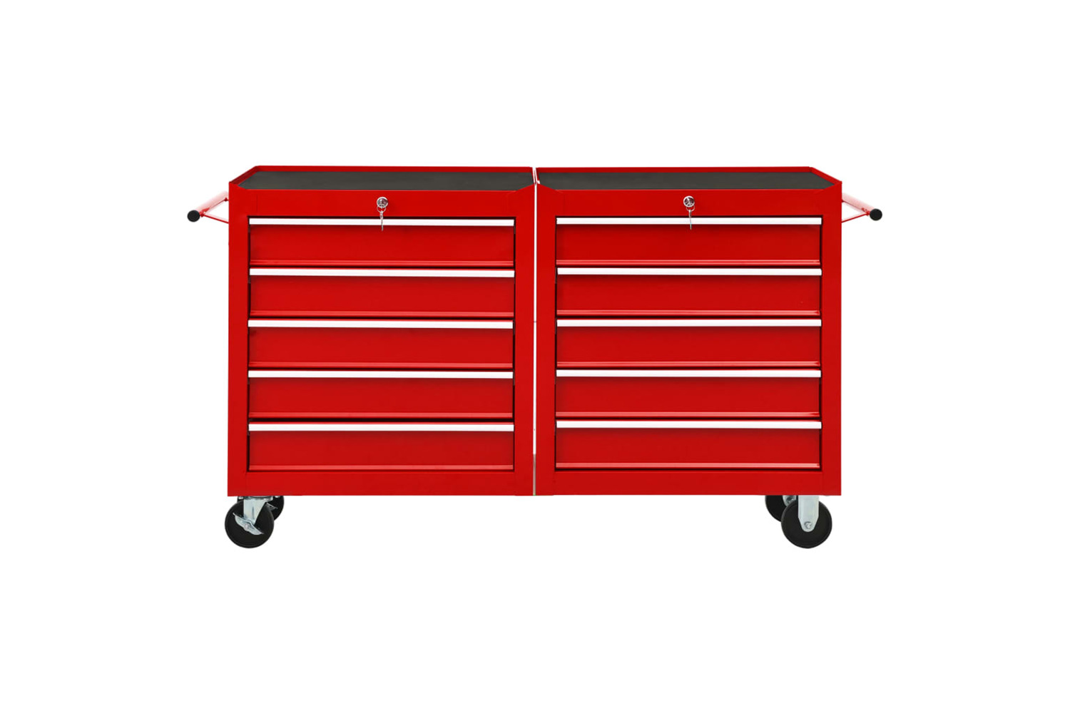 vidaXL 3056731 Tool Trolley With 10 Drawers Steel Red (147175+147176)
