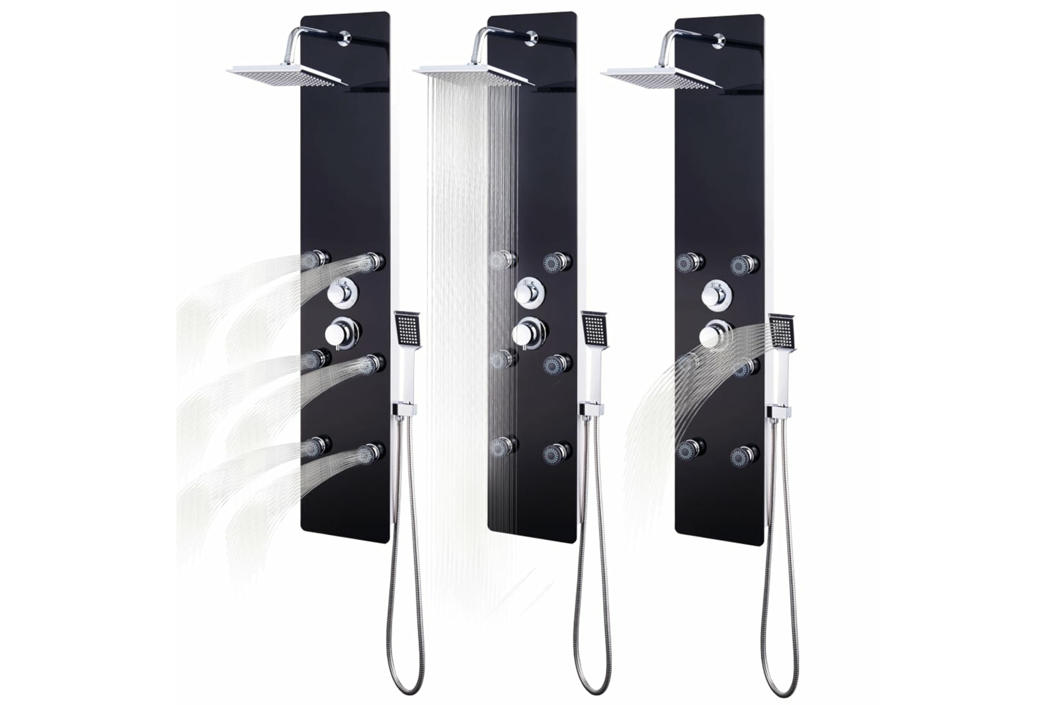 vidaXL 142993 Shower Panel Unit Glass 25x44.6x130cm Black