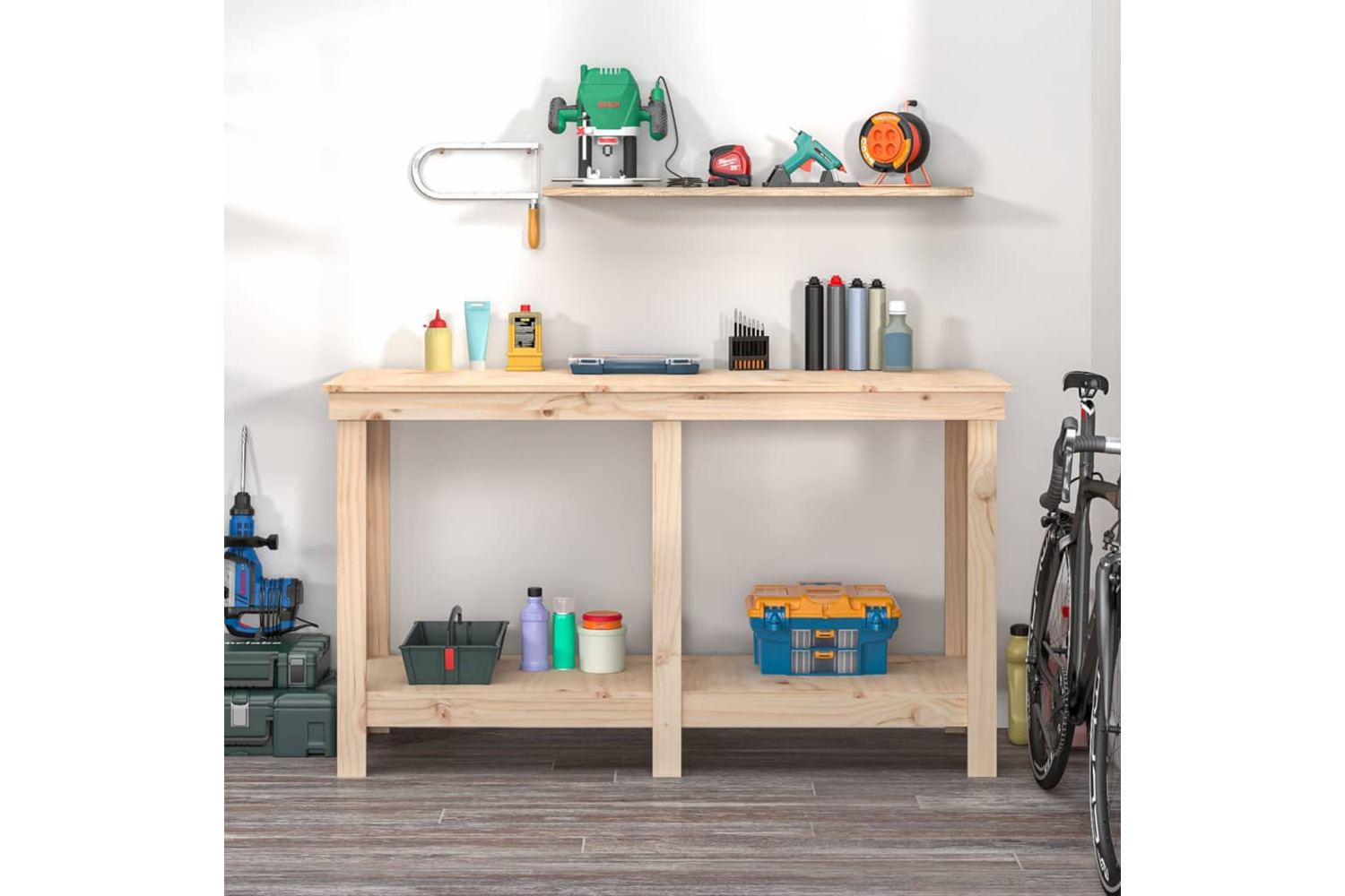 vidaXL 822506 Work Bench 140x50x80cm Solid Wood Pine