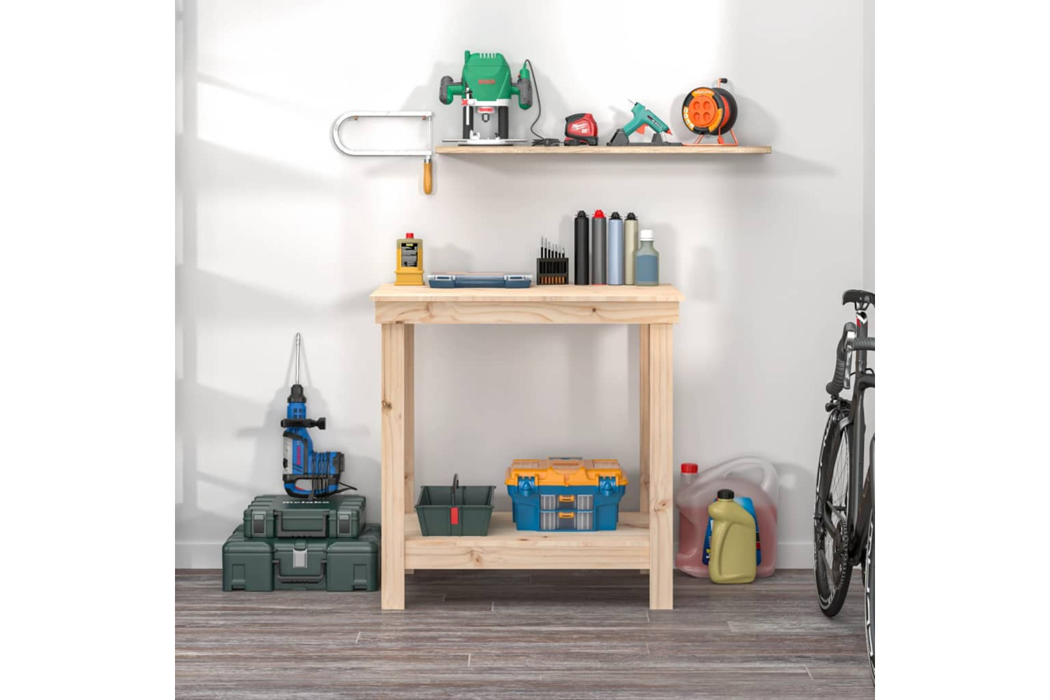 vidaXL 822496 Work Bench 80x50x80cm Solid Wood Pine