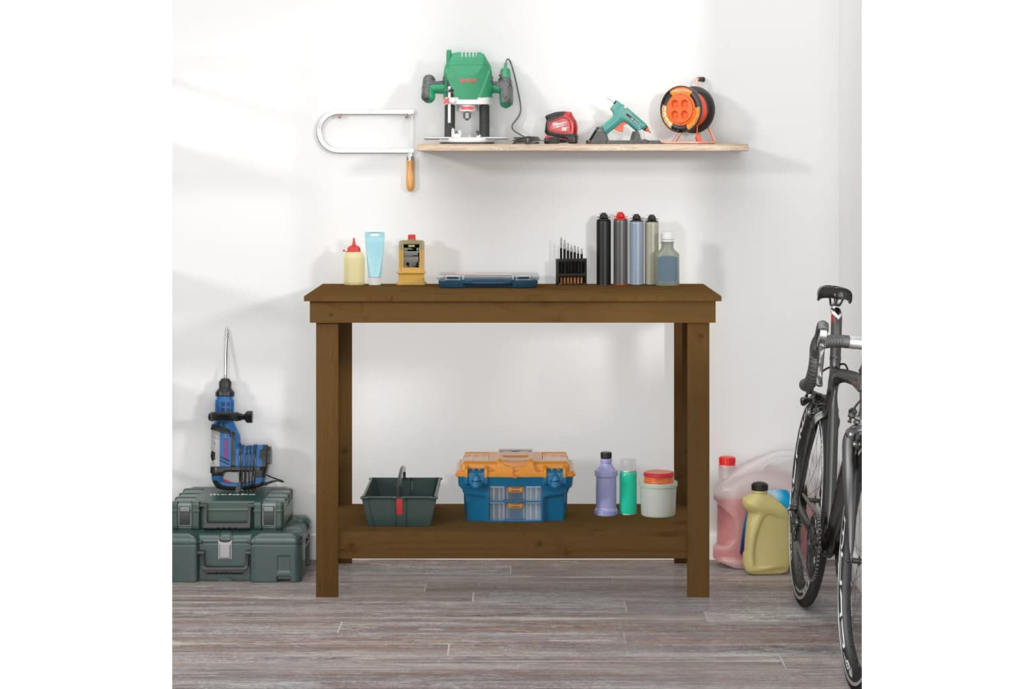 vidaXL 822504 Work Bench Honey Brown 110x50x80cm Solid Wood Pine