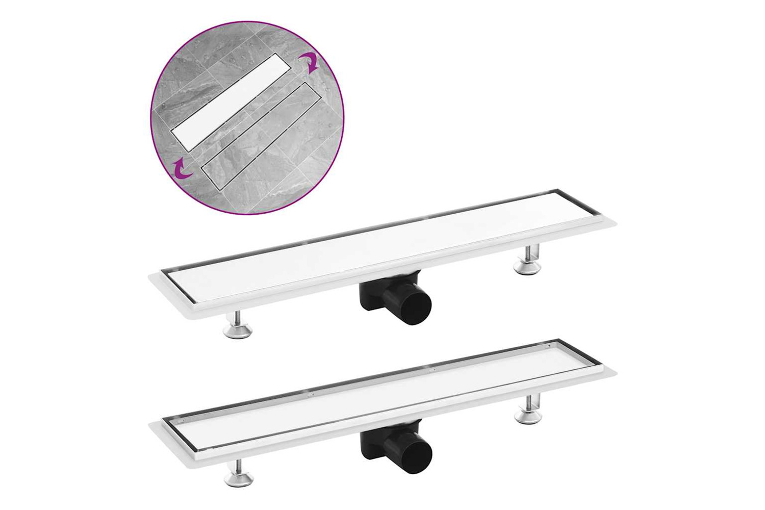 Vidaxl Shower Drain With 2-in-1 Cover 63x14 Cm Stainless Steel