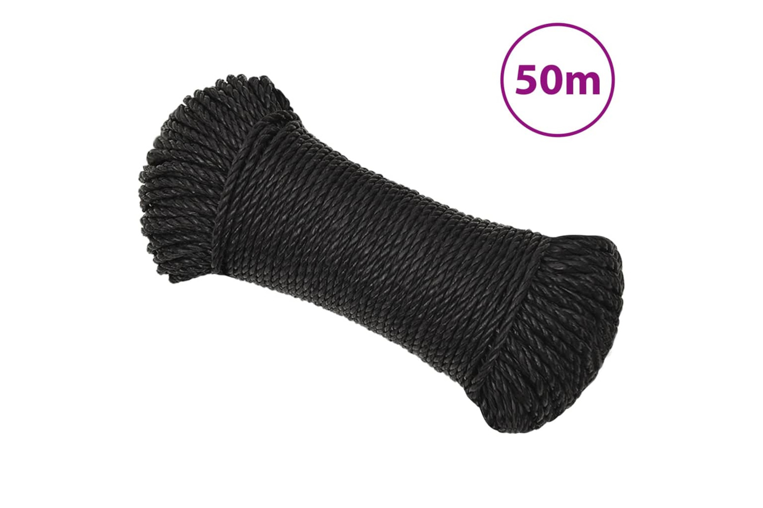 vidaXL 153002 Work Rope Black 6mm 50 M Polypropylene