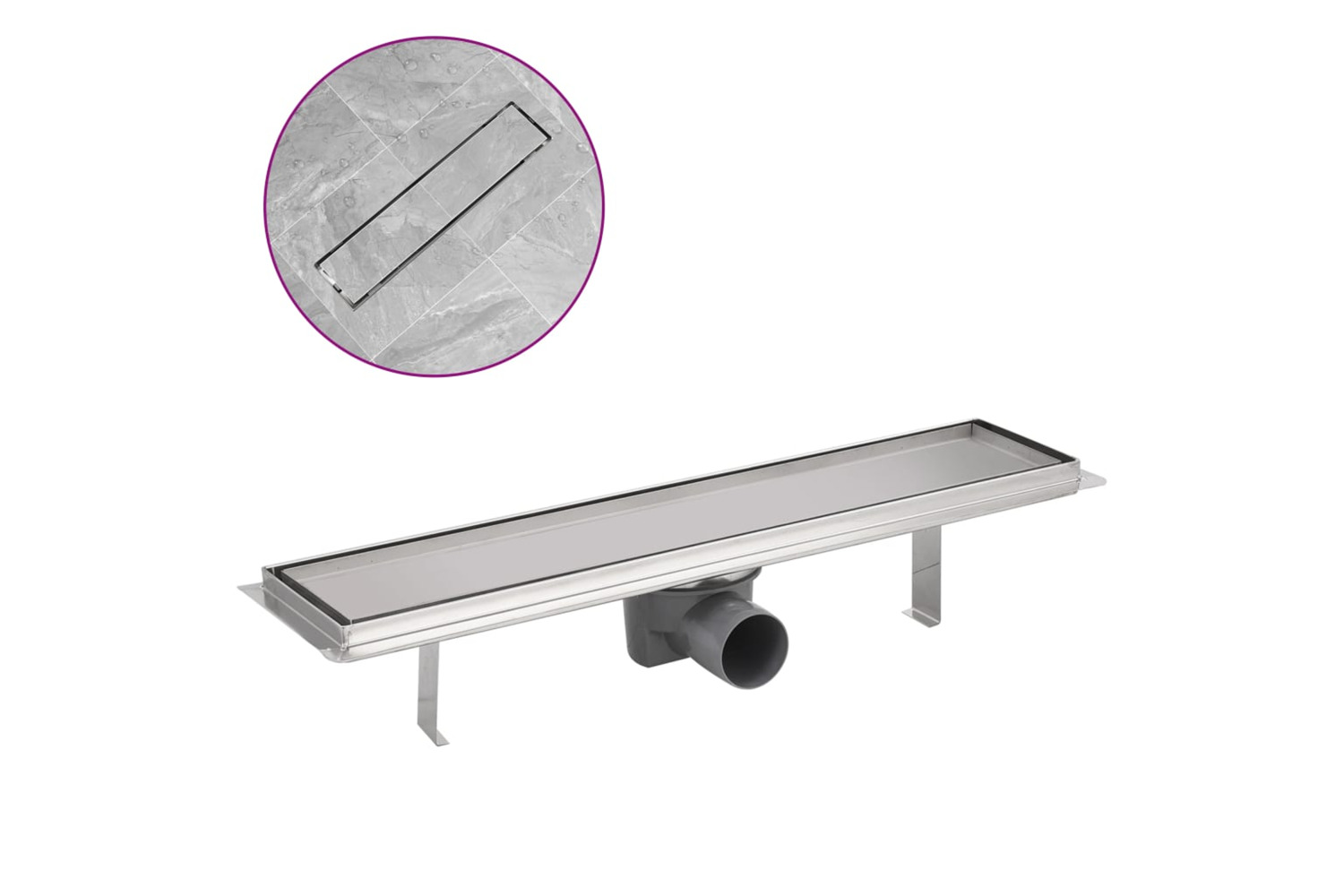 vidaXL 142171 Stainless Steel Linear Shower Drain