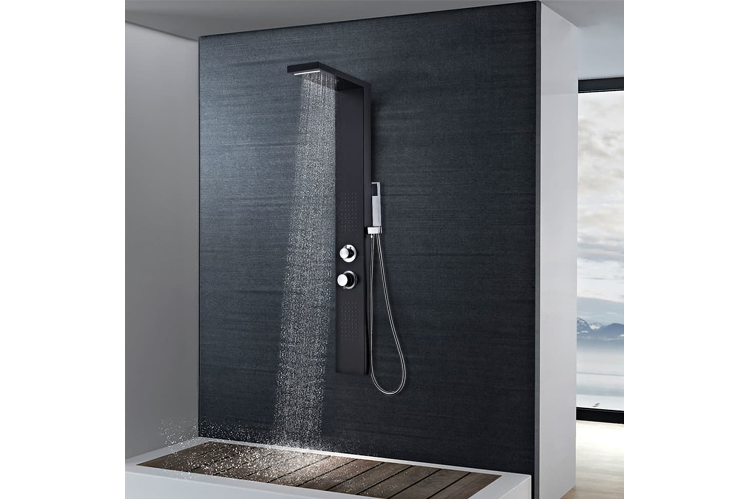 vidaXL 142373 Shower Panel System Aluminium Matte Black