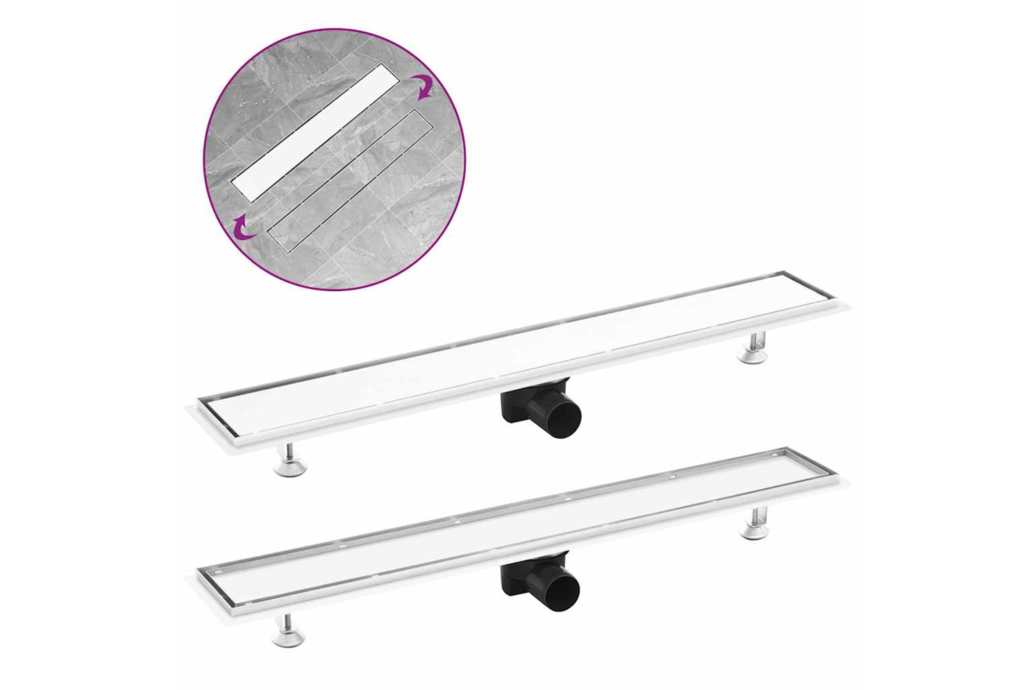 Vidaxl Shower Drain With 2-in-1 Cover 83x14 Cm Stainless Steel