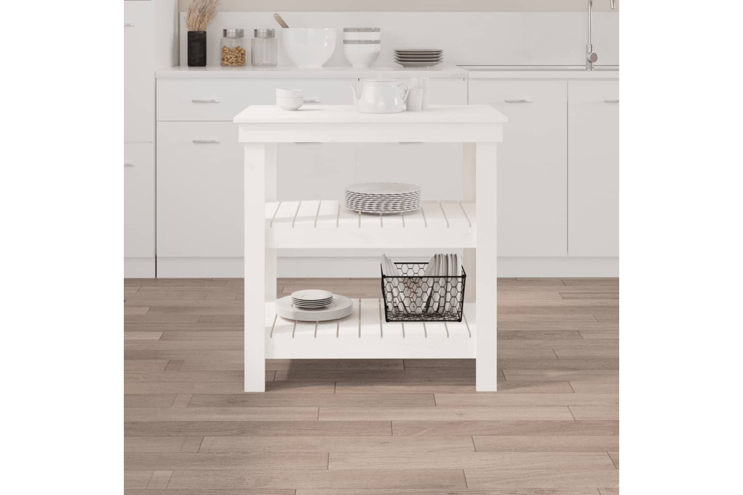 vidaXL 823640 Work Bench White 78.5x50x80cm Solid Wood Pine