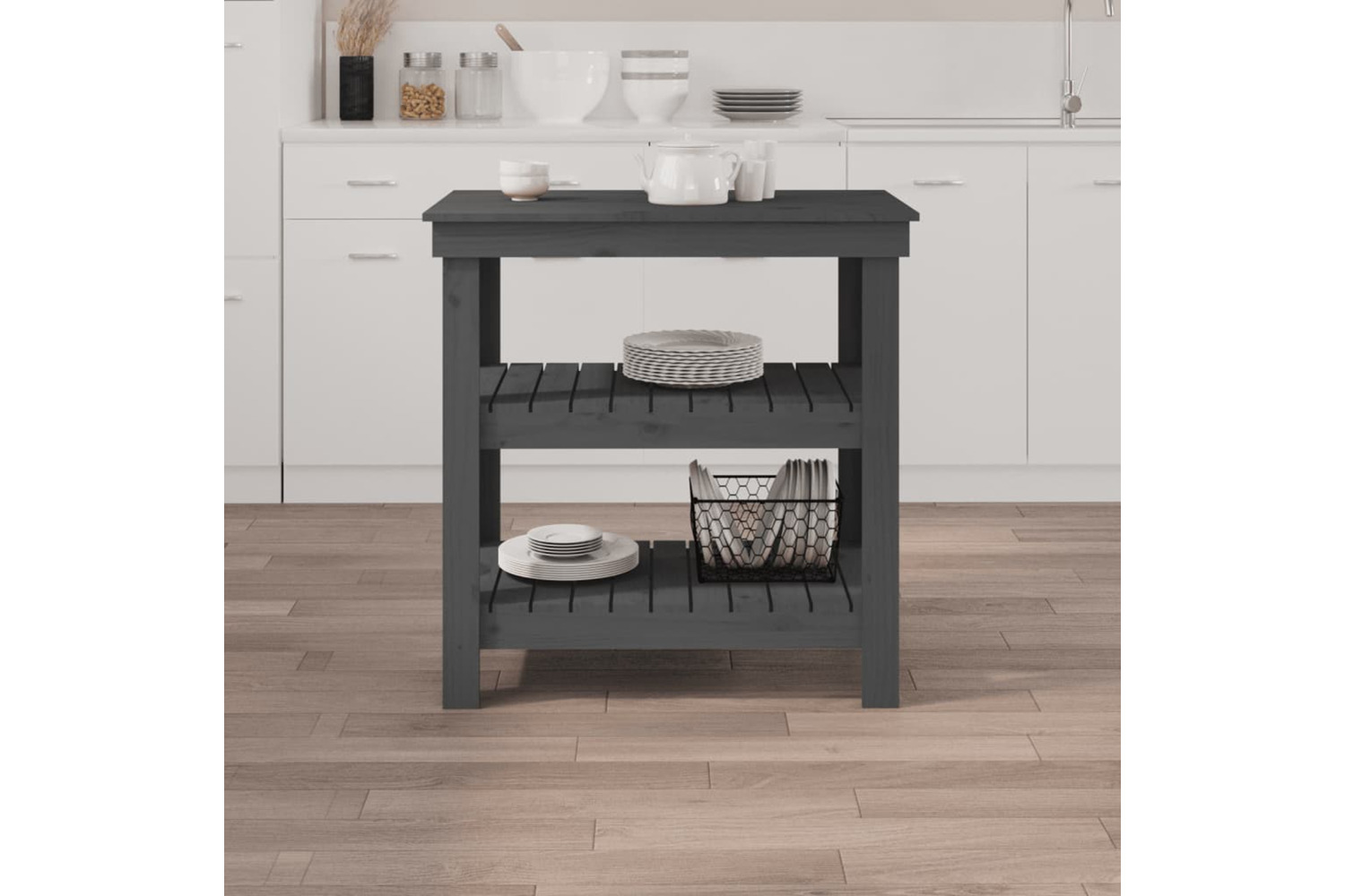 vidaXL 823641 Work Bench Grey 78.5x50x80cm Solid Wood Pine