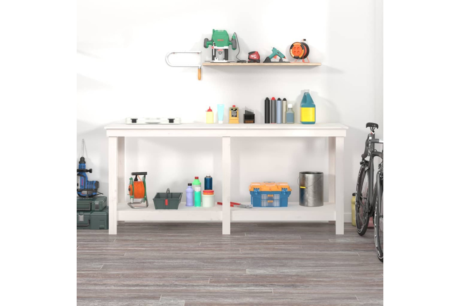vidaXL 822512 Work Bench White 180x50x80cm Solid Wood Pine