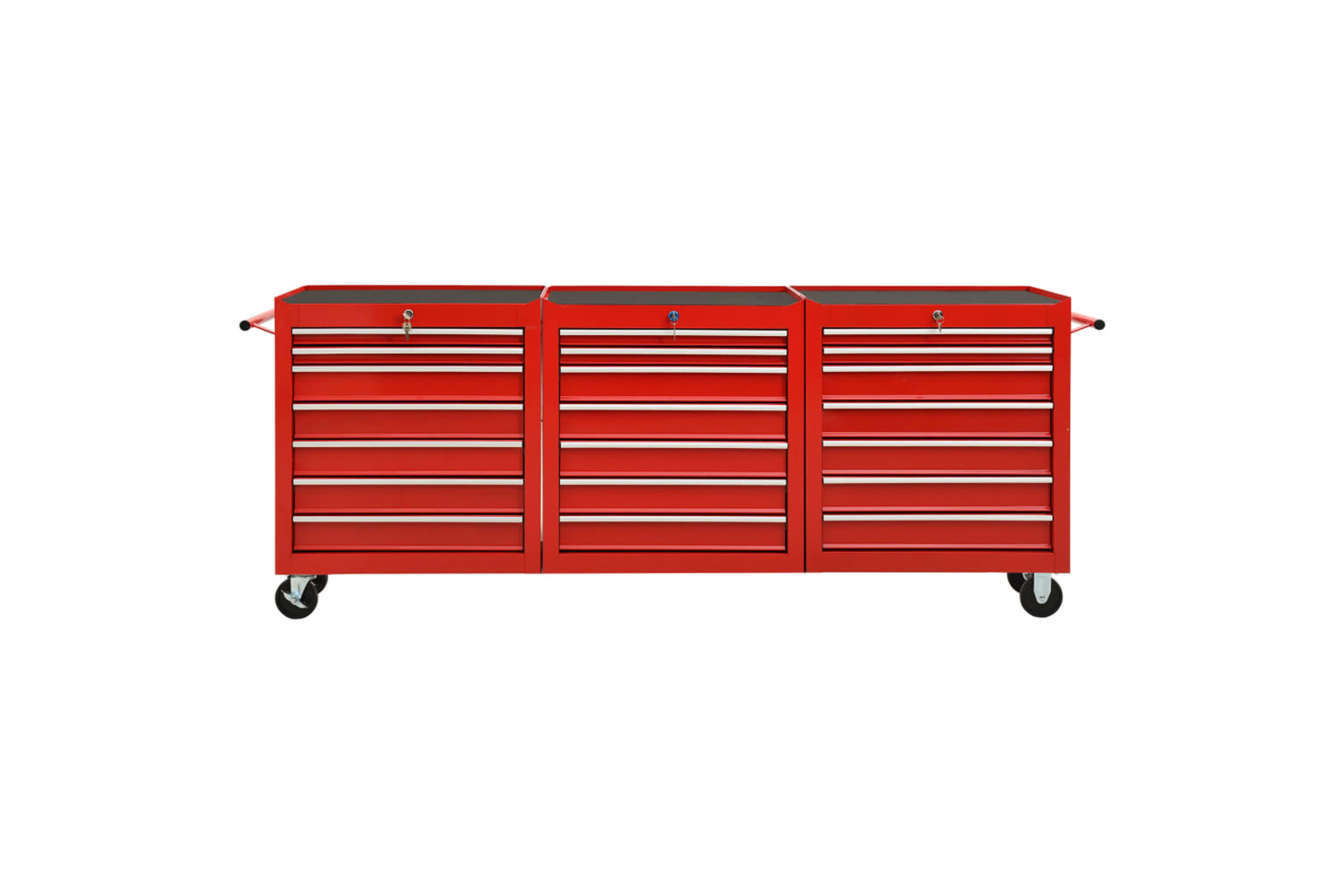 vidaXL 3056738 Tool Trolley With 21 Drawers Steel Red (147177+2x147178)