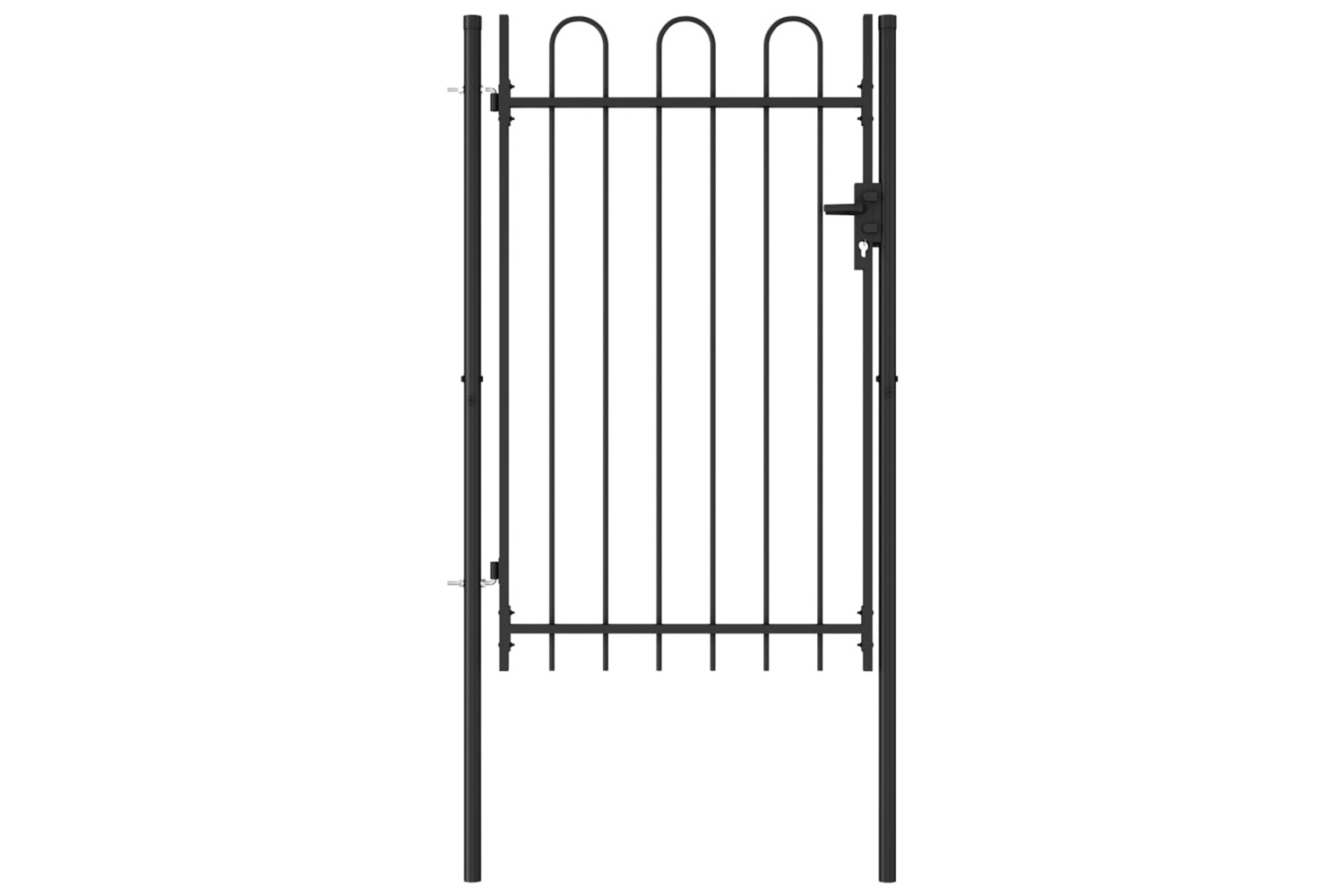vidaXL 146031 Fence Gate Single Door With Arched Top Steel 1x1.5 M Black