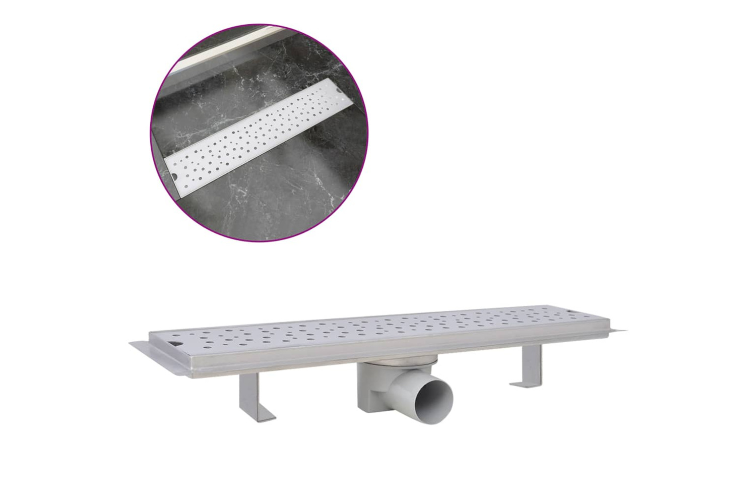 vidaXL 142189 Linear Shower Drain Bubble 530x140mm Stainless Steel