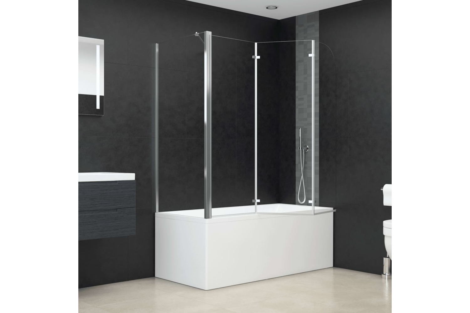 vidaXL 146227 Bath Enclosure 120x69x130cm Tempered Glass Transparent