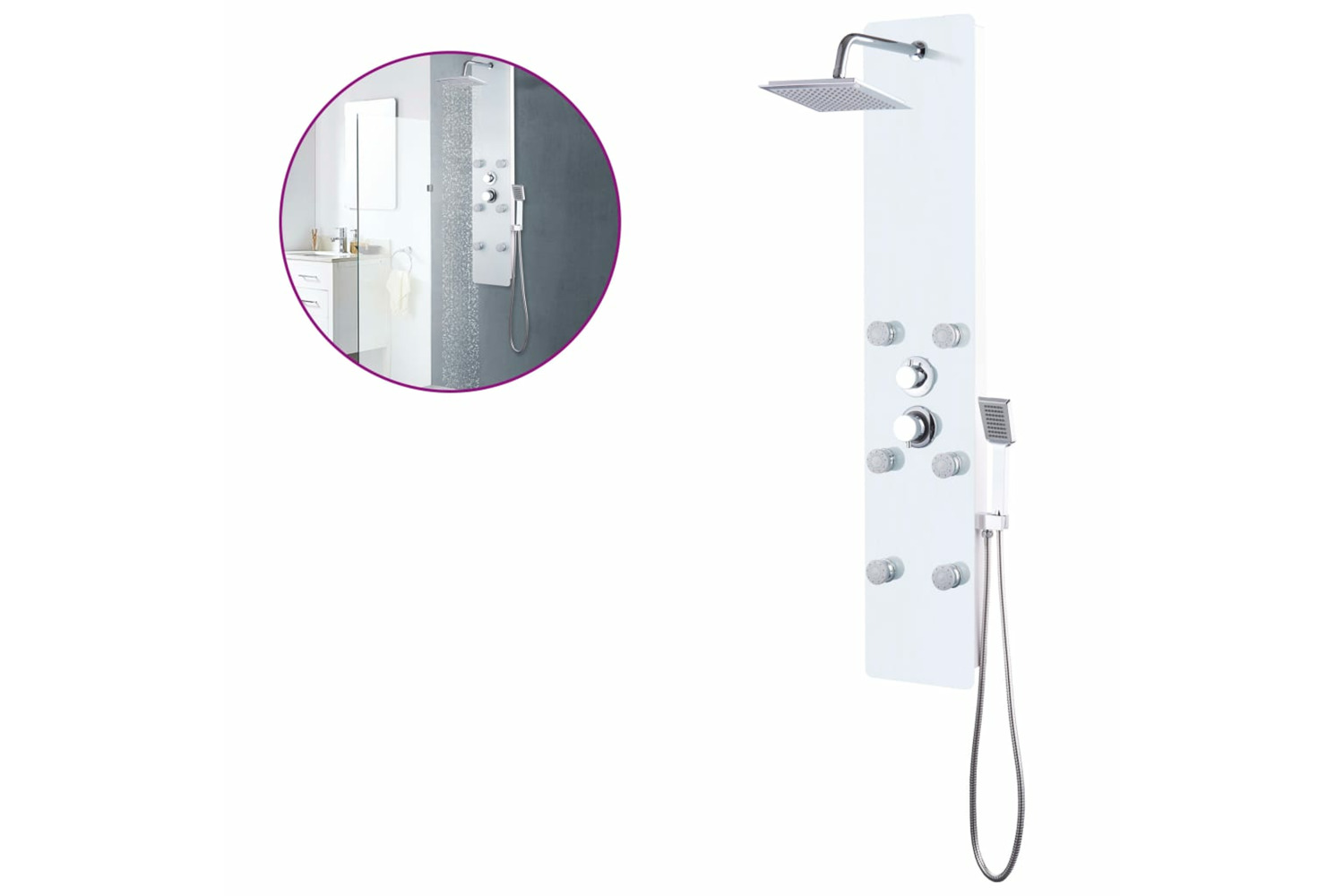 vidaXL 142992 Shower Panel Unit Glass 25x44.6x130cm White