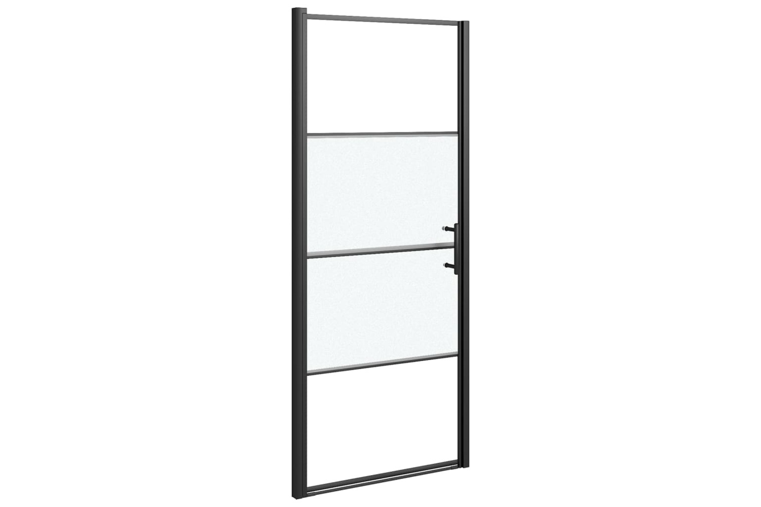 Vidaxl 151865 Shower Door 81x195 Cm Half Frosted Tempered Glass Black
