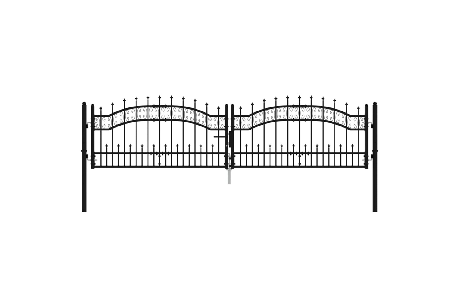 vidaXL 151094 Fence Gate With Spear Top Black 305x120cm Powder-coated Steel