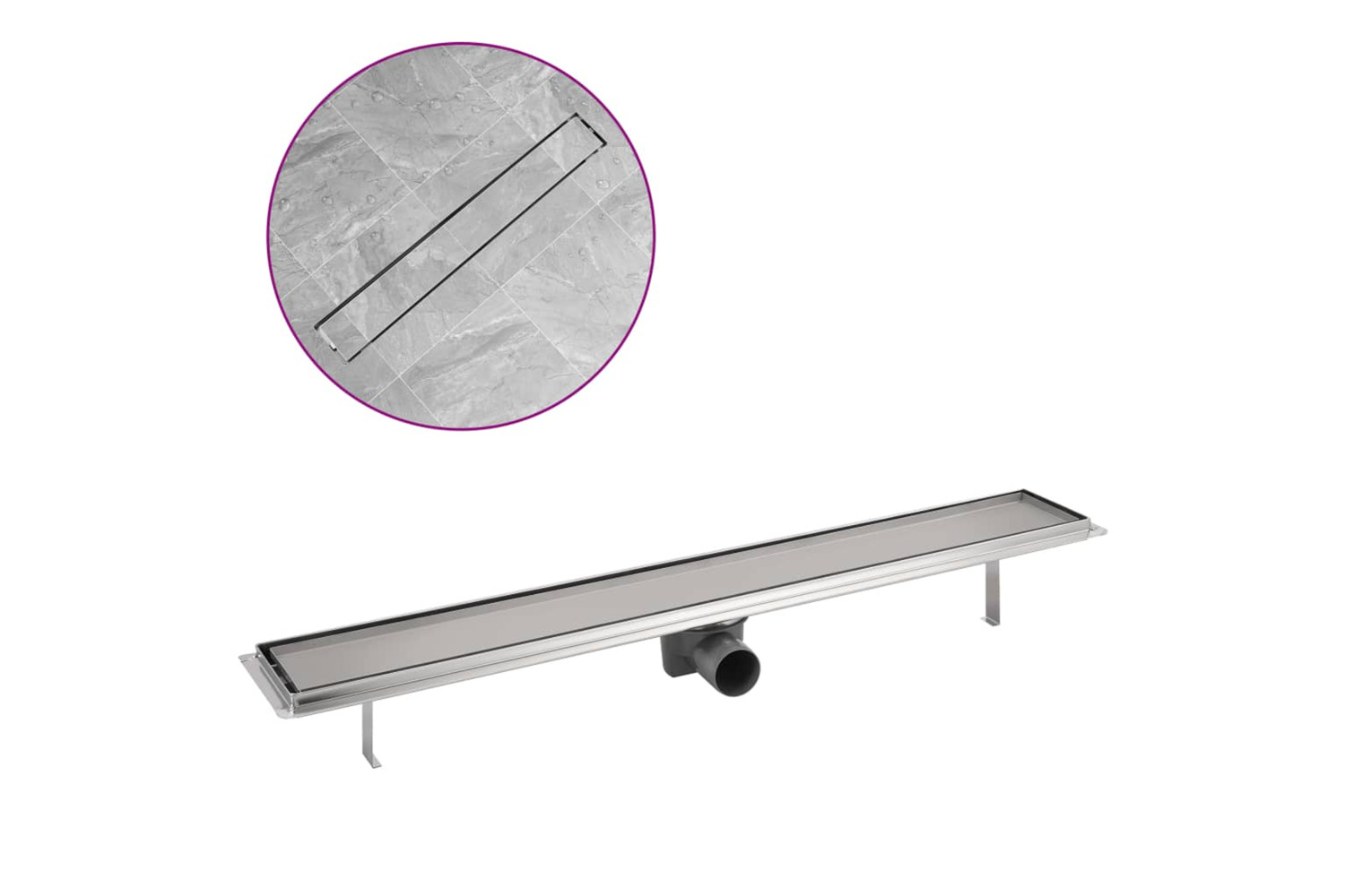 vidaXL 142174 Linear Shower Drain 830x140mm Stainless Steel