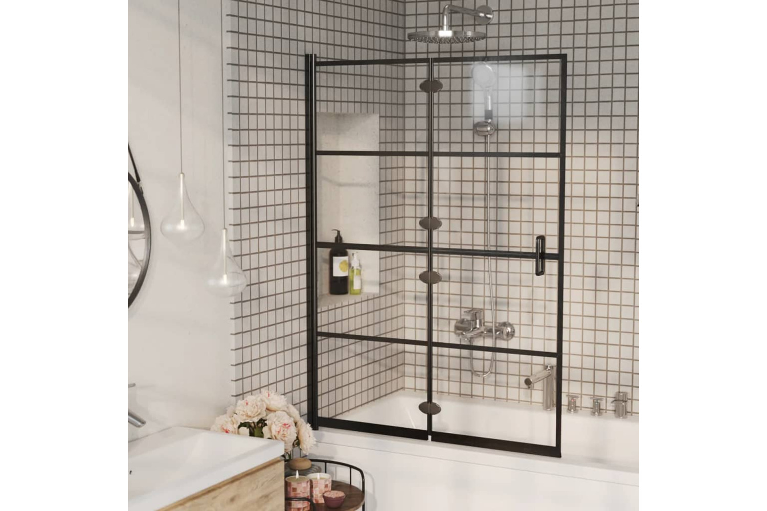 vidaXL 150744 Folding Shower Enclosure Esg 100x140cm Black