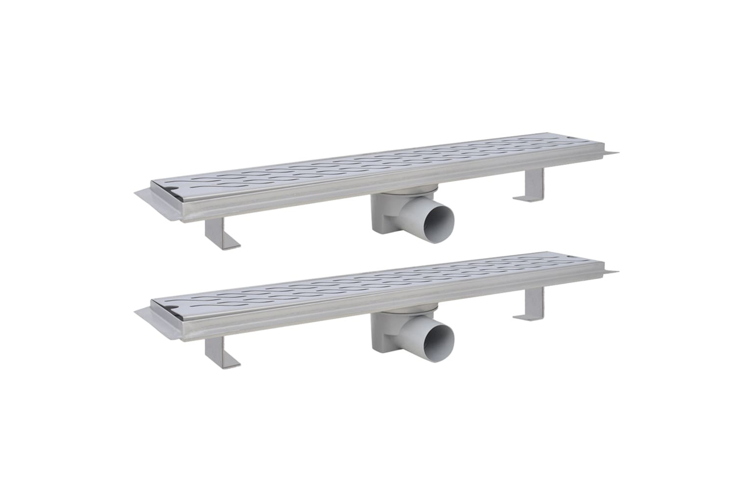 vidaXL 275960 Linear Shower Drain 2 Pcs Wave 630x140mm Stainless Steel