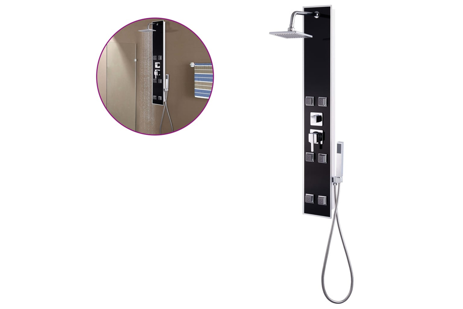 vidaXL 142991 Shower Panel Unit Glass 18x42.1x120cm Black