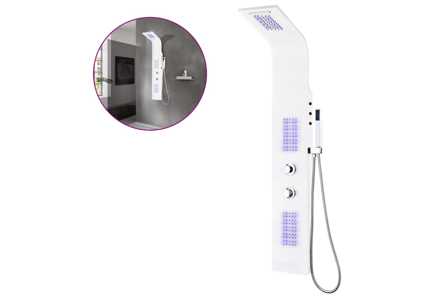 vidaXL 142995 Shower Panel Unit Aluminium 20x44x130cm White