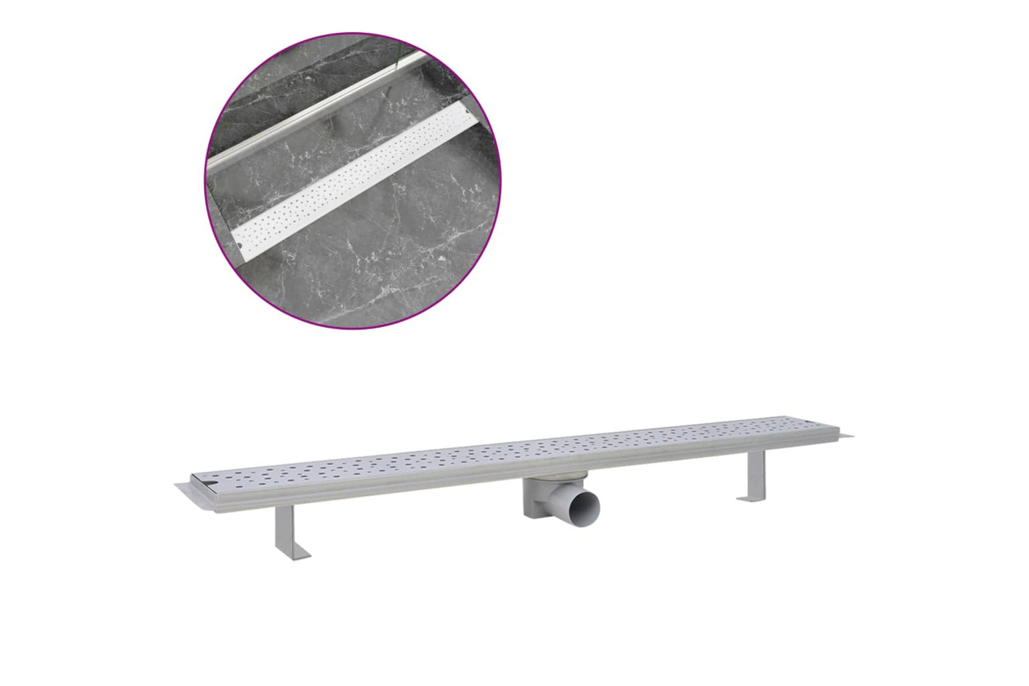 vidaXL 142193 Linear Shower Drain Bubble 930x140mm Stainless Steel