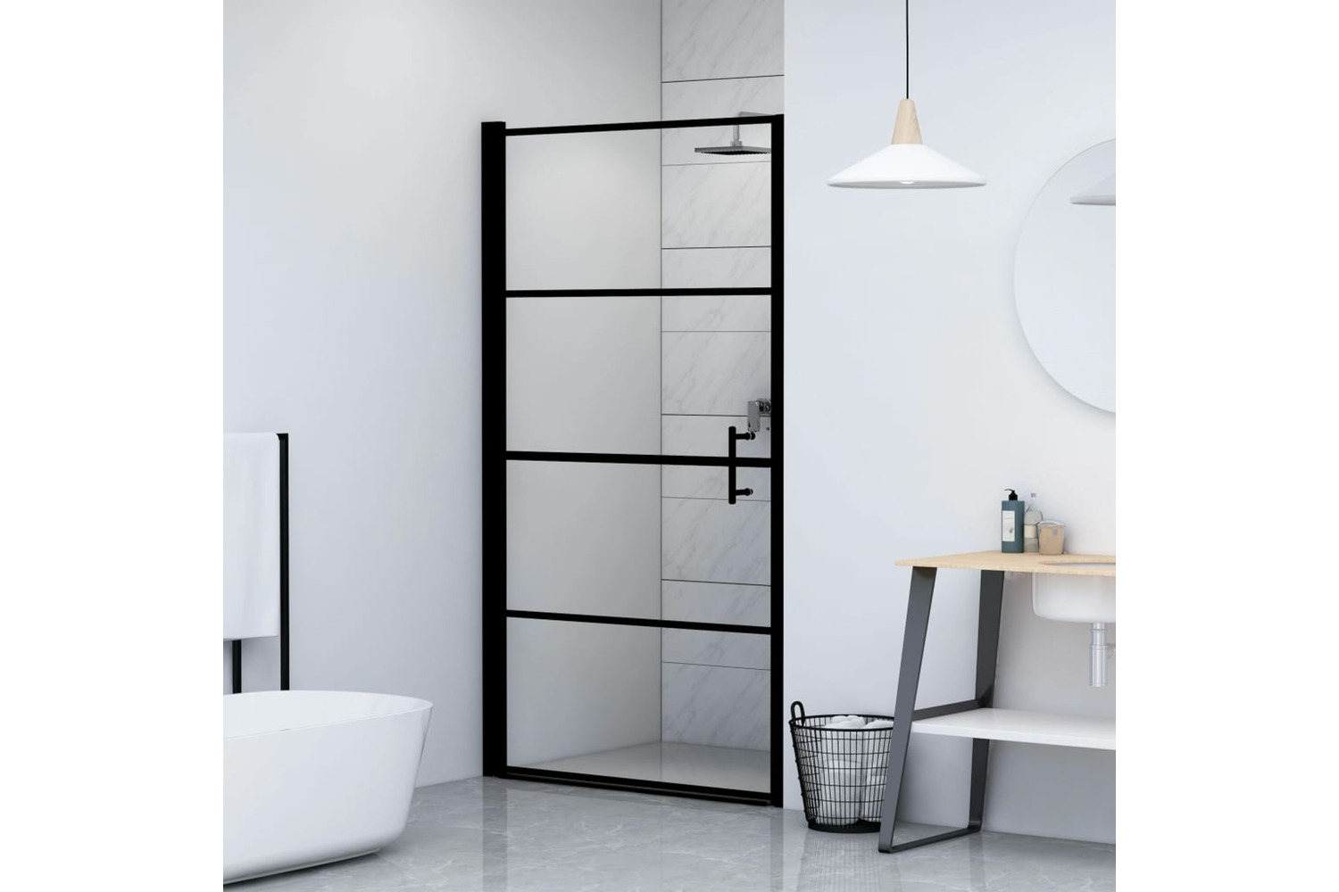 vidaXL 146885 Shower Door Tempered Glass 100x178cm Black